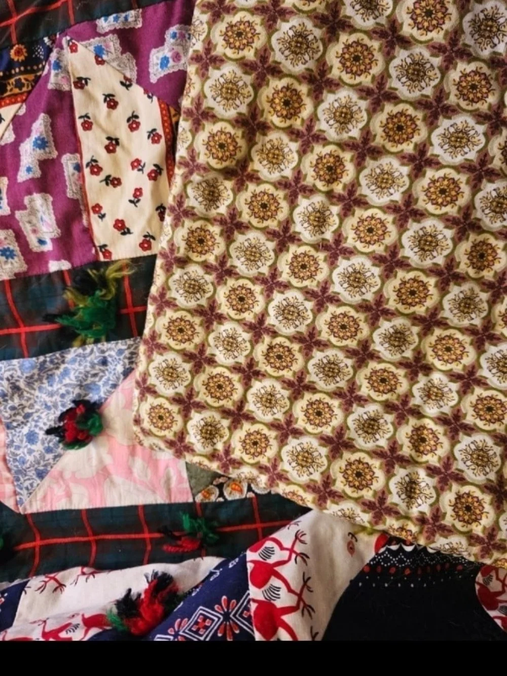 Vintage Handmade Crazy Quilt, Measures 72
